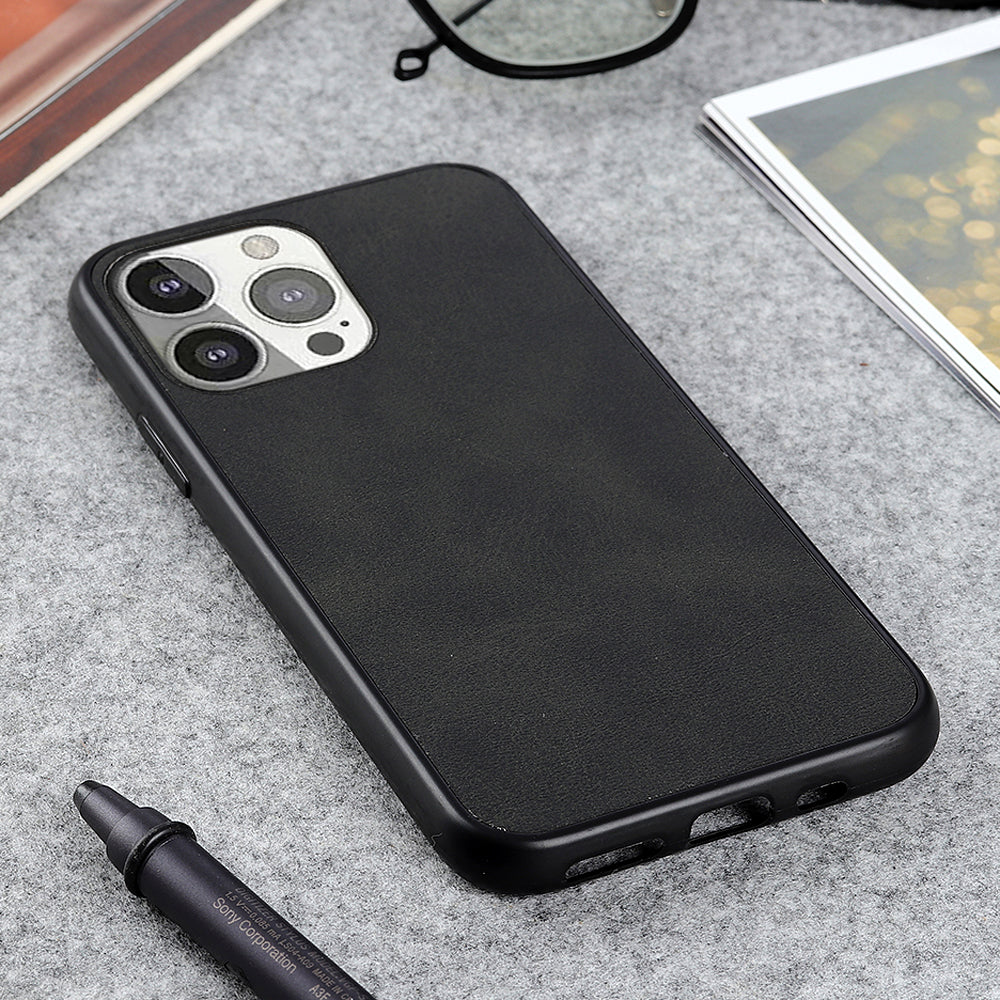 Leather Coated Protective Phone Back Case Shell for iPhone 13 Pro 6.1 inch