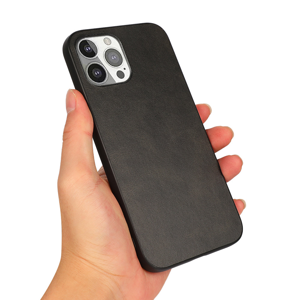 Leather Coated Protective Phone Back Case Shell for iPhone 13 Pro 6.1 inch