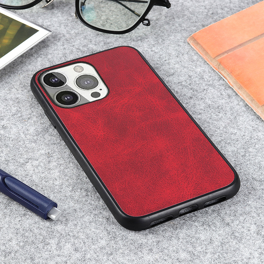 Leather Coated Protective Phone Back Case Shell for iPhone 13 Pro 6.1 inch