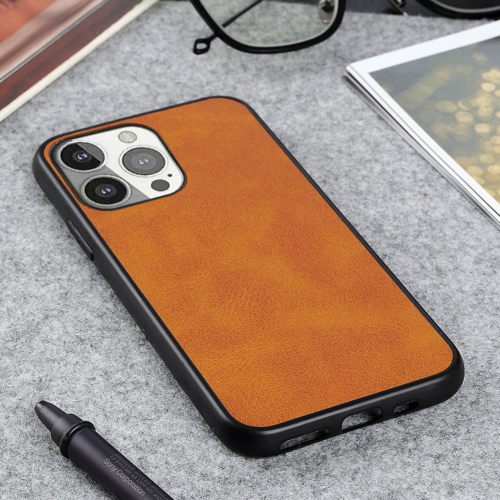 Leather Coated Protective Phone Back Case Shell for iPhone 13 Pro 6.1 inch
