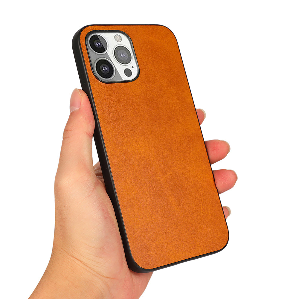 Leather Coated Protective Phone Back Case Shell for iPhone 13 Pro 6.1 inch