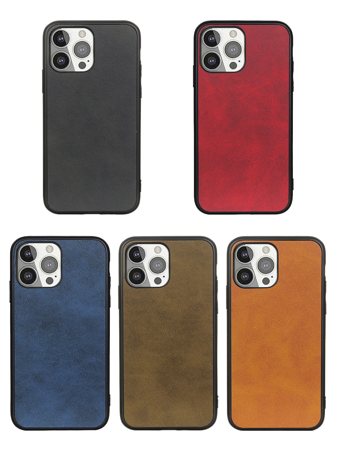 Leather Coated Protective Phone Back Case Shell for iPhone 13 Pro 6.1 inch