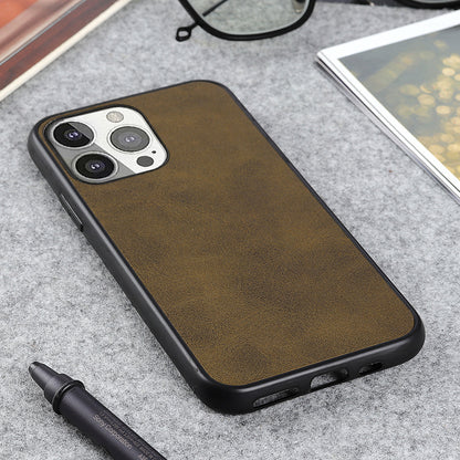Leather Coated Protective Phone Back Case Shell for iPhone 13 Pro 6.1 inch