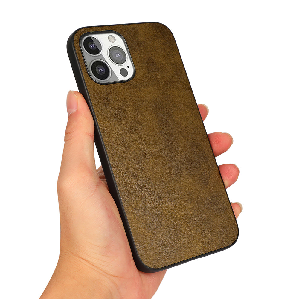 Leather Coated Protective Phone Back Case Shell for iPhone 13 Pro 6.1 inch