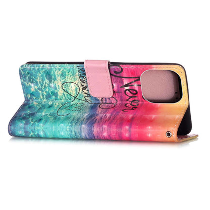 3D Fashion Pattern Printing PU Leather Shockproof Flip Magnetic Wallet Case with Strap for iPhone 13 Pro 6.1 inch