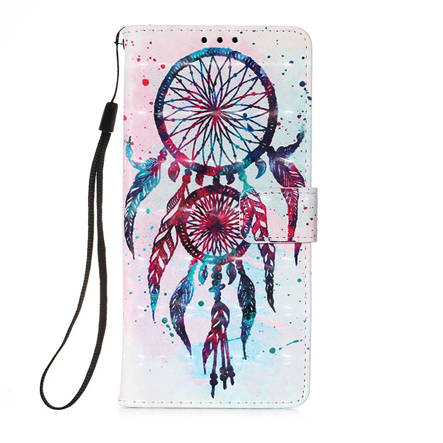 3D Fashion Pattern Printing PU Leather Shockproof Flip Magnetic Wallet Case with Strap for iPhone 13 Pro 6.1 inch