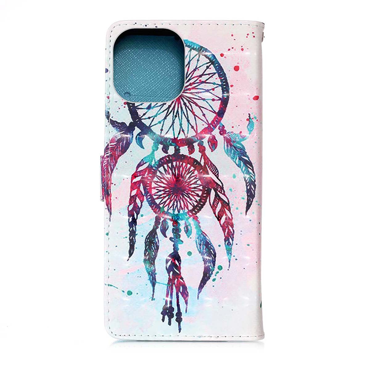 3D Fashion Pattern Printing PU Leather Shockproof Flip Magnetic Wallet Case with Strap for iPhone 13 Pro 6.1 inch