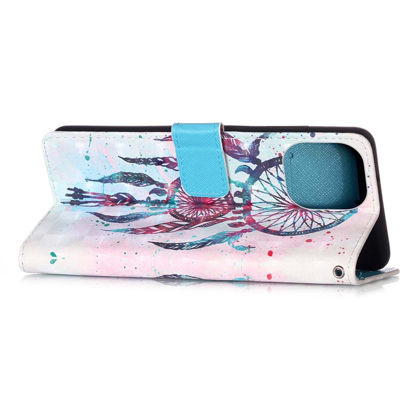 3D Fashion Pattern Printing PU Leather Shockproof Flip Magnetic Wallet Case with Strap for iPhone 13 Pro 6.1 inch