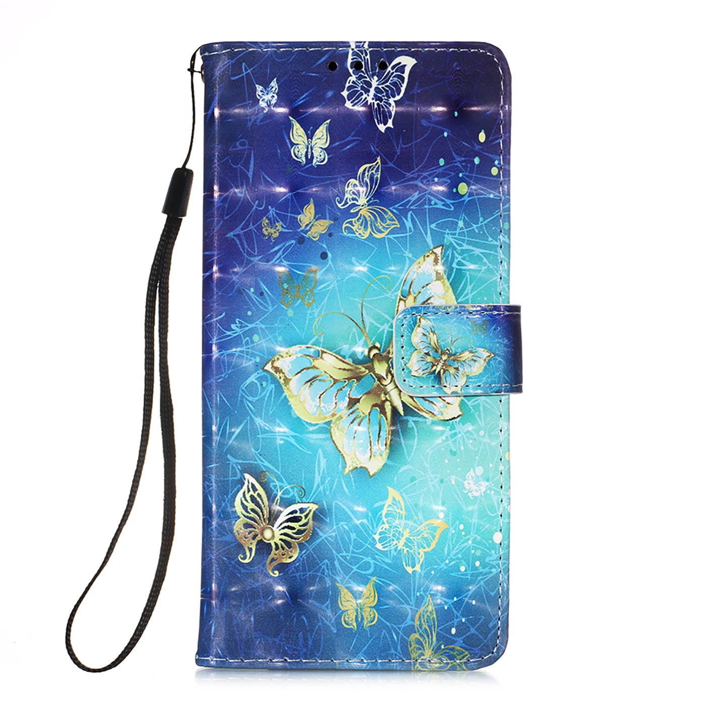 3D Fashion Pattern Printing PU Leather Shockproof Flip Magnetic Wallet Case with Strap for iPhone 13 Pro 6.1 inch