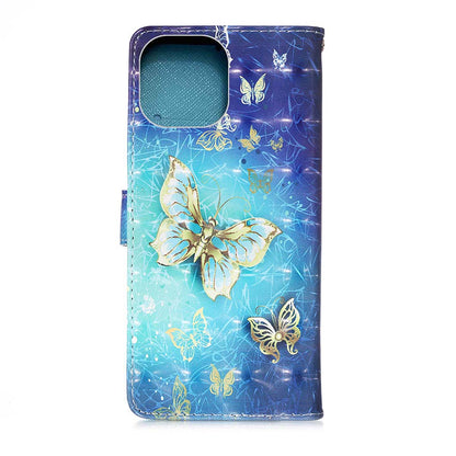 3D Fashion Pattern Printing PU Leather Shockproof Flip Magnetic Wallet Case with Strap for iPhone 13 Pro 6.1 inch