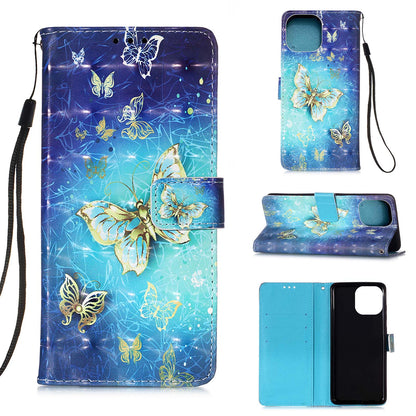 3D Fashion Pattern Printing PU Leather Shockproof Flip Magnetic Wallet Case with Strap for iPhone 13 Pro 6.1 inch