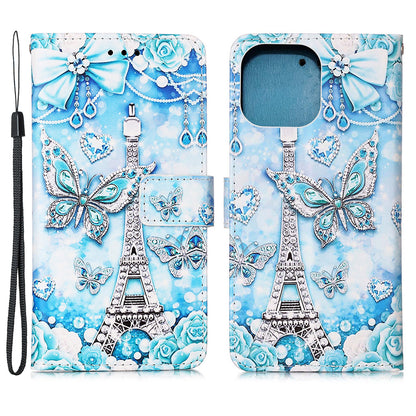 Pattern Printing Wallet Stand PU Leather Case Phone Shell for iPhone 13 Pro Max 6.7 inch