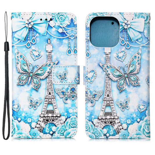 Pattern Printing Wallet Stand PU Leather Case Phone Shell for iPhone 13 Pro Max 6.7 inch