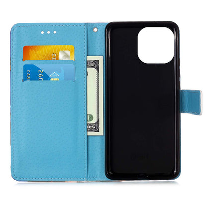 Pattern Printing Wallet Stand PU Leather Case Phone Shell for iPhone 13 Pro Max 6.7 inch