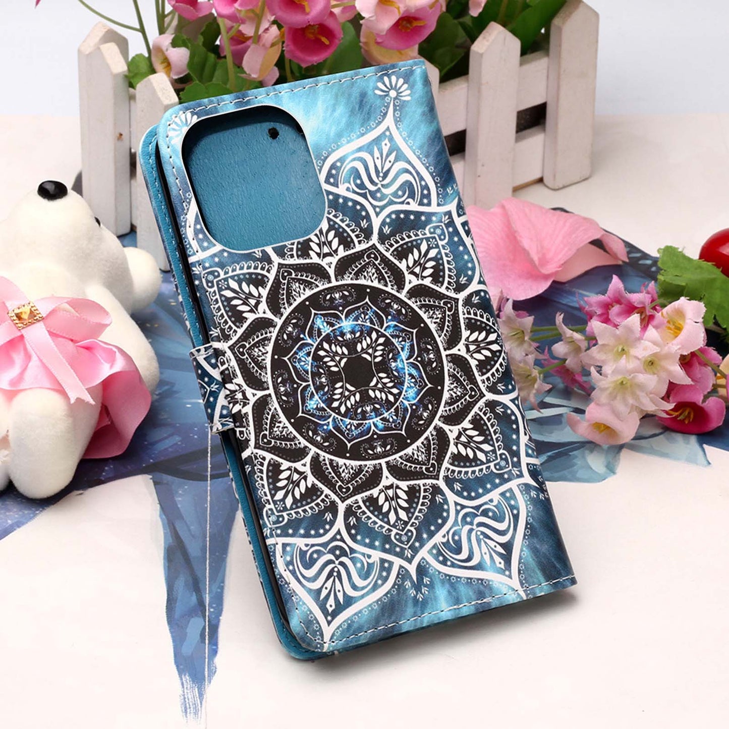 Pattern Printing Wallet Stand PU Leather Case Phone Shell for iPhone 13 Pro Max 6.7 inch