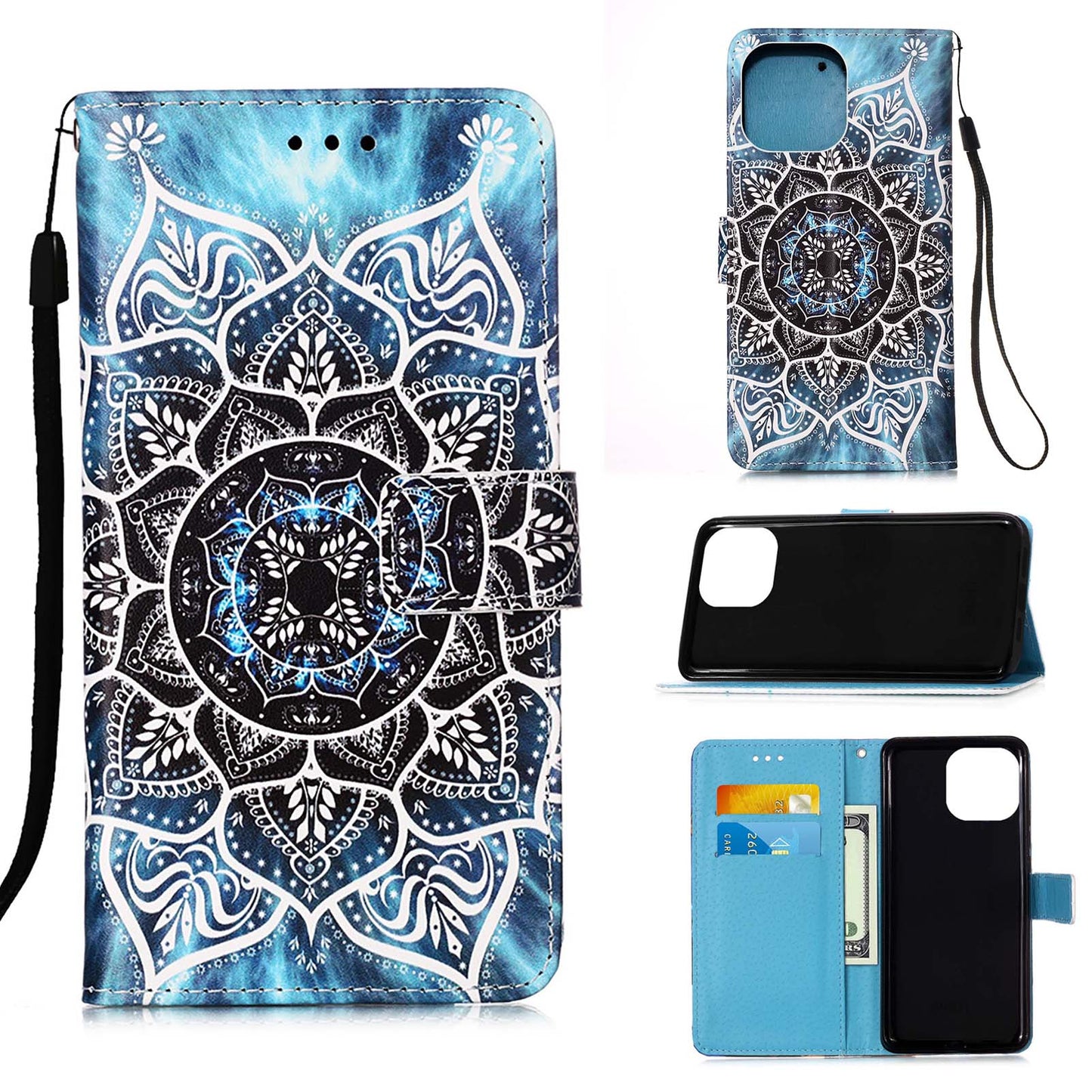 Pattern Printing Wallet Stand PU Leather Case Phone Shell for iPhone 13 Pro Max 6.7 inch