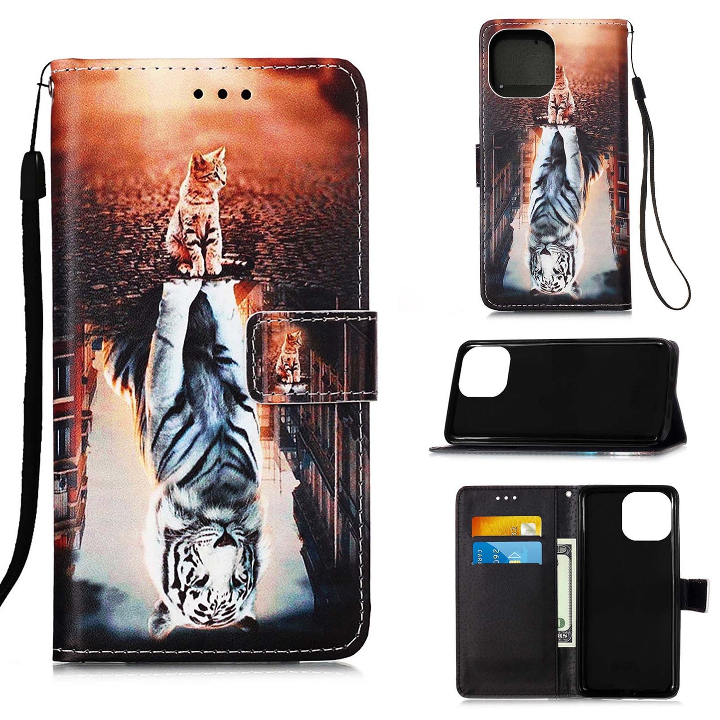 Pattern Printing Wallet Stand PU Leather Case Phone Shell for iPhone 13 Pro Max 6.7 inch