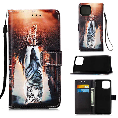 Pattern Printing Wallet Stand PU Leather Case Phone Shell for iPhone 13 Pro Max 6.7 inch