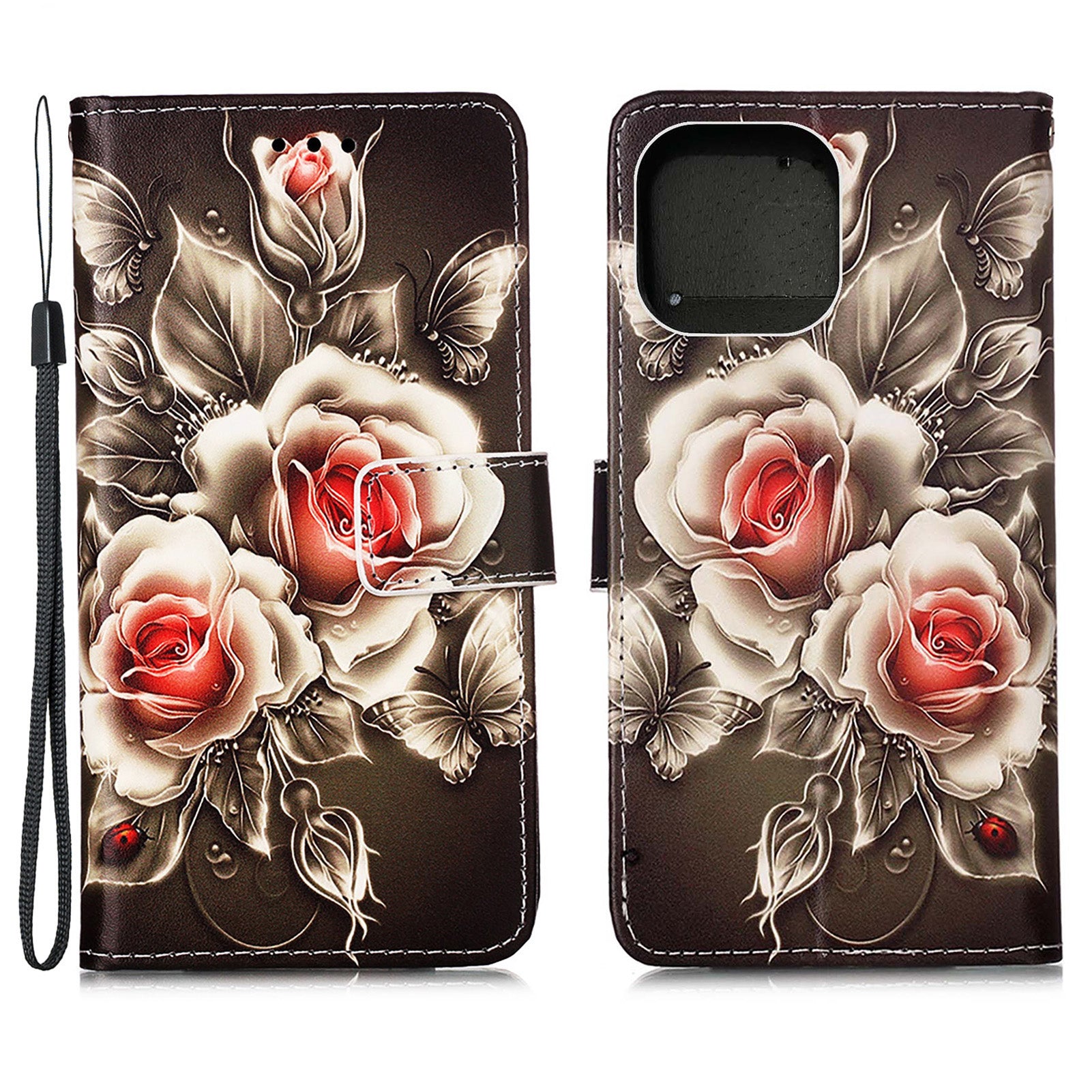 Pattern Printing Wallet Stand PU Leather Case Phone Shell for iPhone 13 Pro Max 6.7 inch