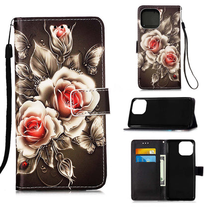 Pattern Printing Wallet Stand PU Leather Case Phone Shell for iPhone 13 Pro Max 6.7 inch