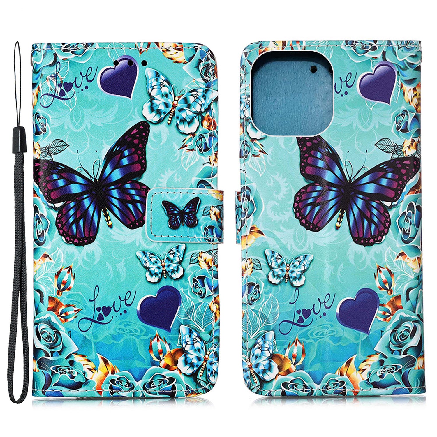 Pattern Printing Wallet Stand PU Leather Case Phone Shell for iPhone 13 Pro Max 6.7 inch