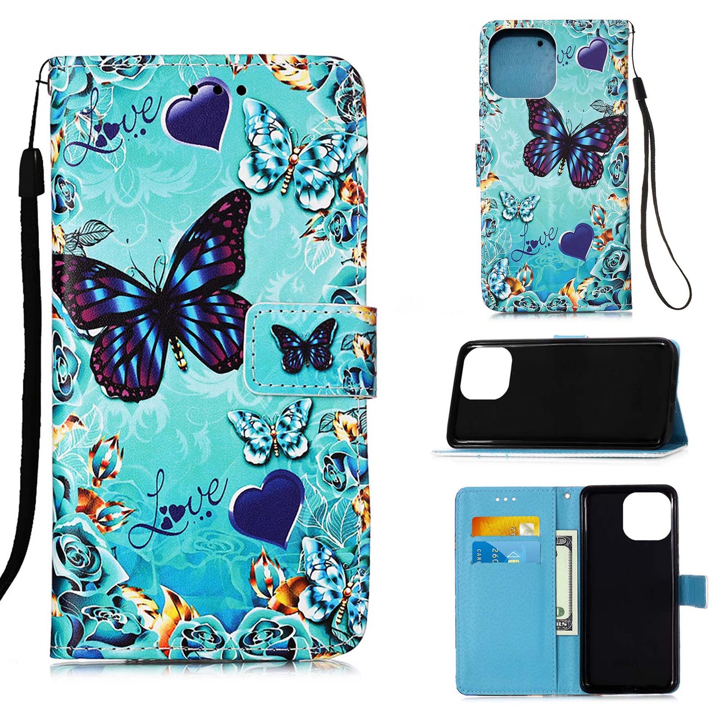 Pattern Printing Wallet Stand PU Leather Case Phone Shell for iPhone 13 Pro Max 6.7 inch
