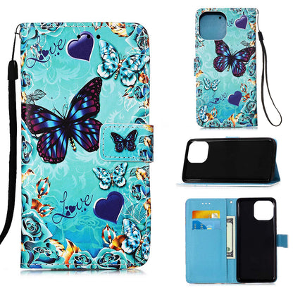Pattern Printing Wallet Stand PU Leather Case Phone Shell for iPhone 13 Pro Max 6.7 inch