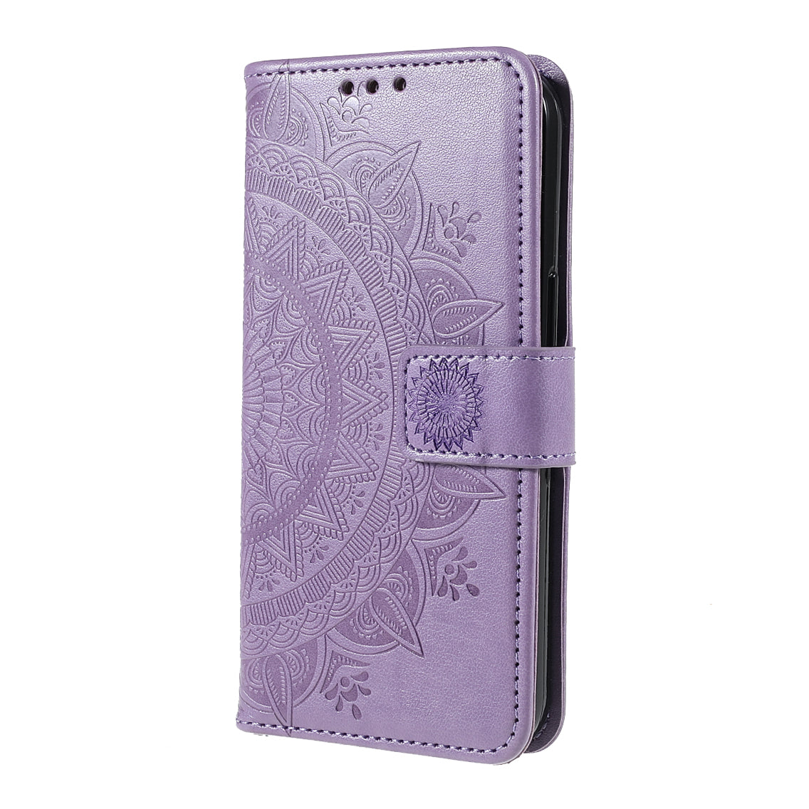 Mandala Totem Pattern Imprinted PU Leather Wallet Magnetic Flip Cover with Hand Strap for iPhone 13 Pro 6.1 inch