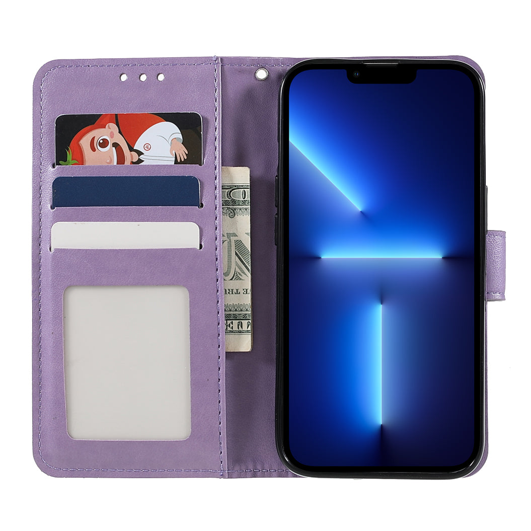 Mandala Totem Pattern Imprinted PU Leather Wallet Magnetic Flip Cover with Hand Strap for iPhone 13 Pro 6.1 inch