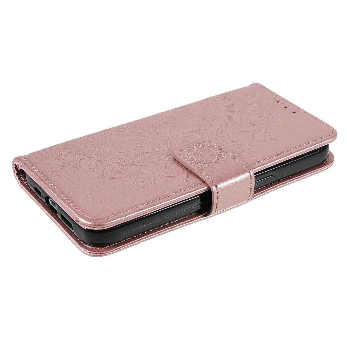 Mandala Totem Pattern Imprinted PU Leather Wallet Magnetic Flip Cover with Hand Strap for iPhone 13 Pro 6.1 inch