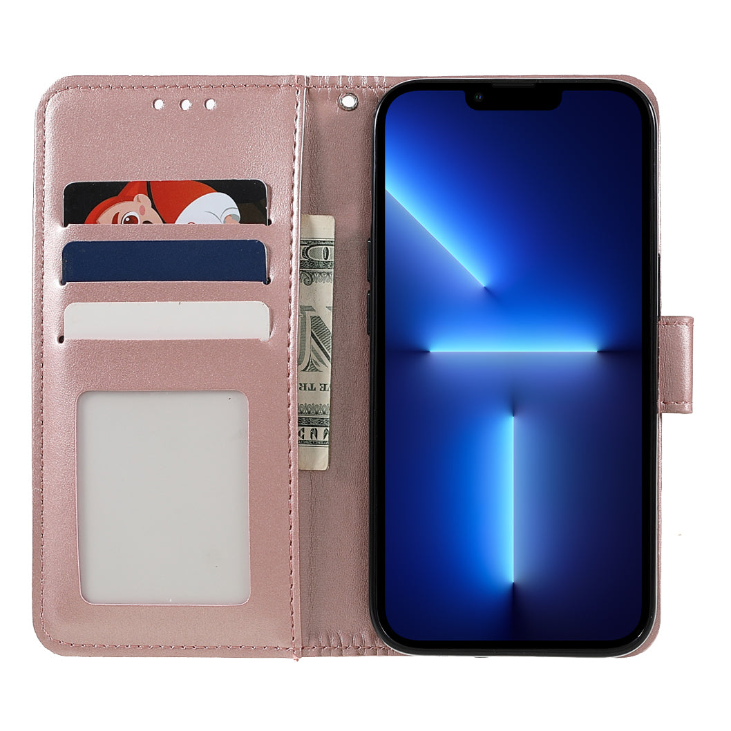 Mandala Totem Pattern Imprinted PU Leather Wallet Magnetic Flip Cover with Hand Strap for iPhone 13 Pro 6.1 inch