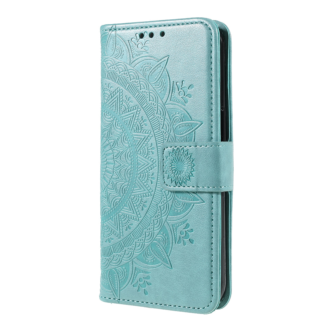 Mandala Totem Pattern Imprinted PU Leather Wallet Magnetic Flip Cover with Hand Strap for iPhone 13 Pro 6.1 inch