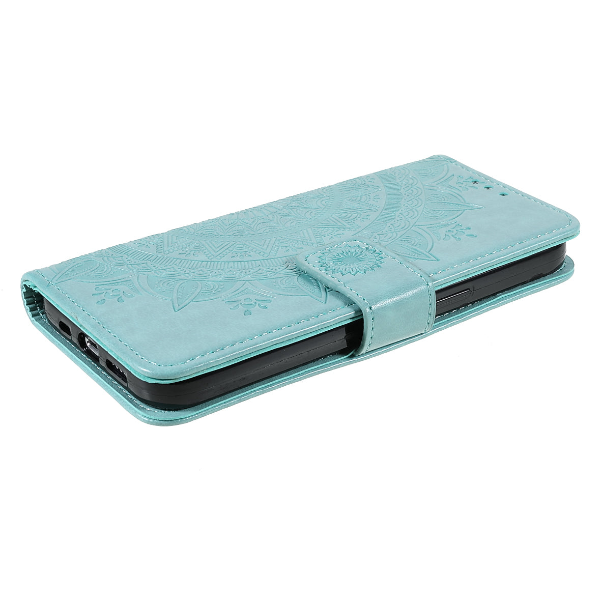 Mandala Totem Pattern Imprinted PU Leather Wallet Magnetic Flip Cover with Hand Strap for iPhone 13 Pro 6.1 inch