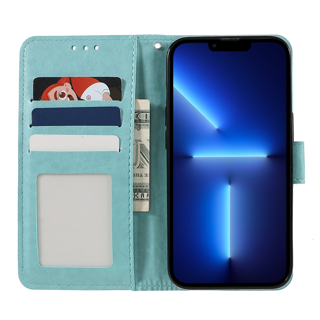 Mandala Totem Pattern Imprinted PU Leather Wallet Magnetic Flip Cover with Hand Strap for iPhone 13 Pro 6.1 inch