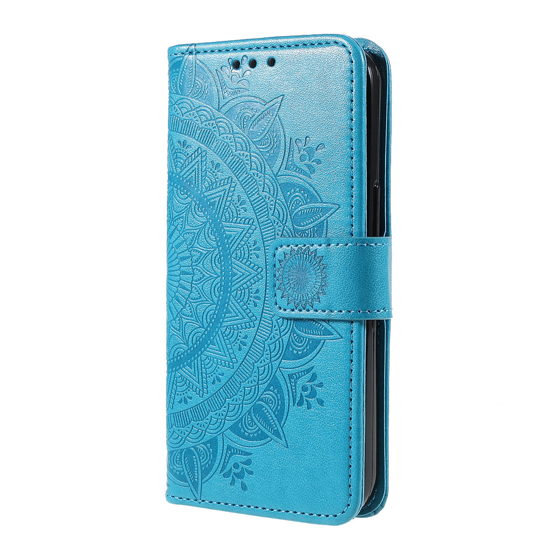 Mandala Totem Pattern Imprinted PU Leather Wallet Magnetic Flip Cover with Hand Strap for iPhone 13 Pro 6.1 inch