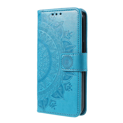 Mandala Totem Pattern Imprinted PU Leather Wallet Magnetic Flip Cover with Hand Strap for iPhone 13 Pro 6.1 inch