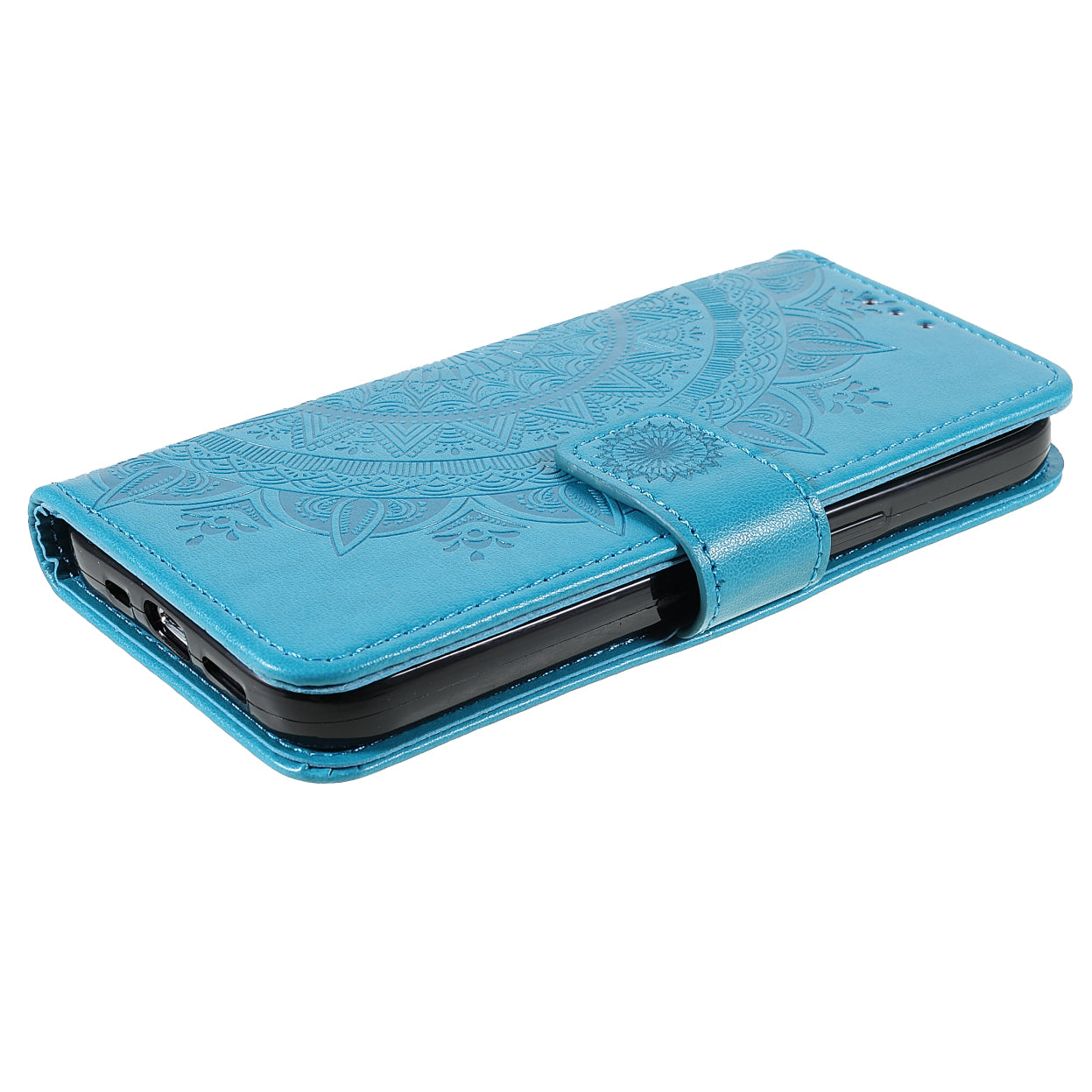 Mandala Totem Pattern Imprinted PU Leather Wallet Magnetic Flip Cover with Hand Strap for iPhone 13 Pro 6.1 inch