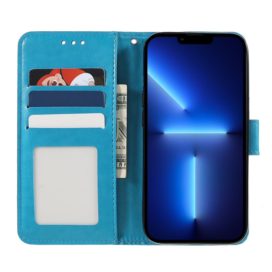 Mandala Totem Pattern Imprinted PU Leather Wallet Magnetic Flip Cover with Hand Strap for iPhone 13 Pro 6.1 inch