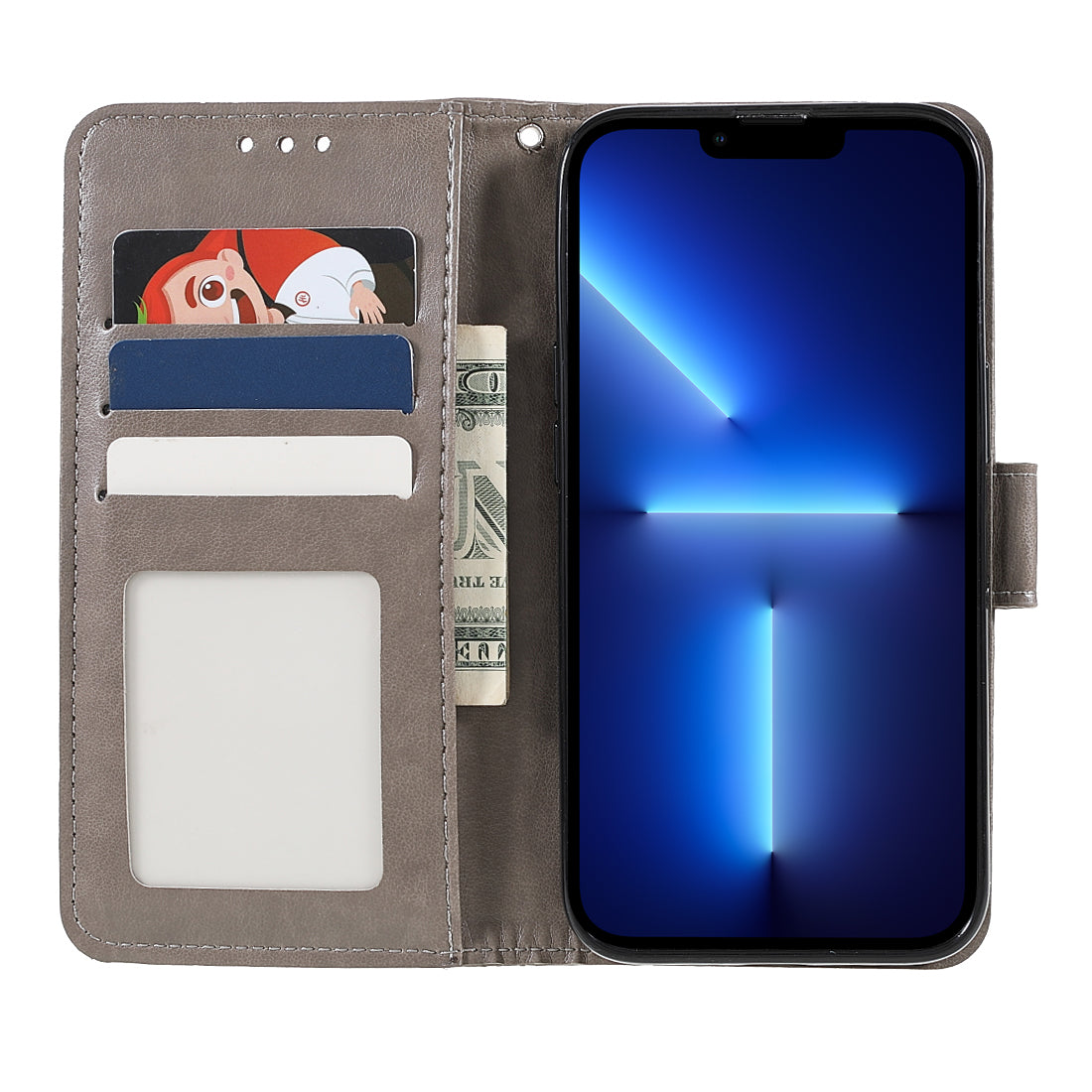 Mandala Totem Pattern Imprinted PU Leather Wallet Magnetic Flip Cover with Hand Strap for iPhone 13 Pro 6.1 inch