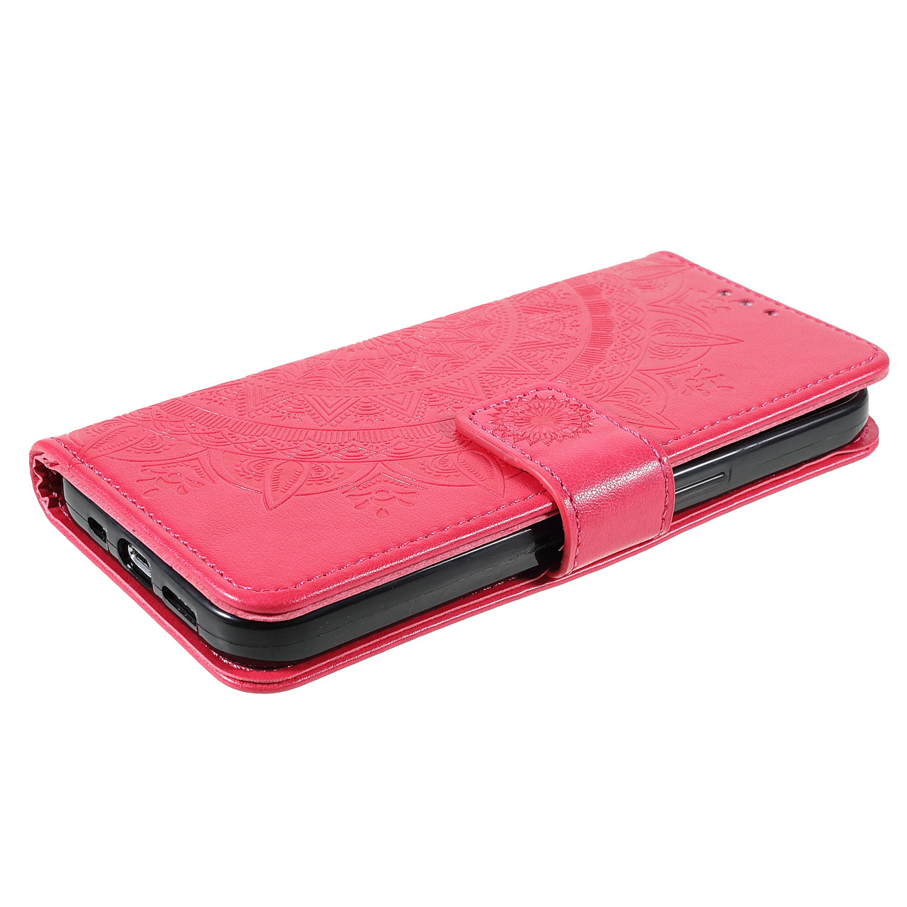 Mandala Totem Pattern Imprinted PU Leather Wallet Magnetic Flip Cover with Hand Strap for iPhone 13 Pro 6.1 inch