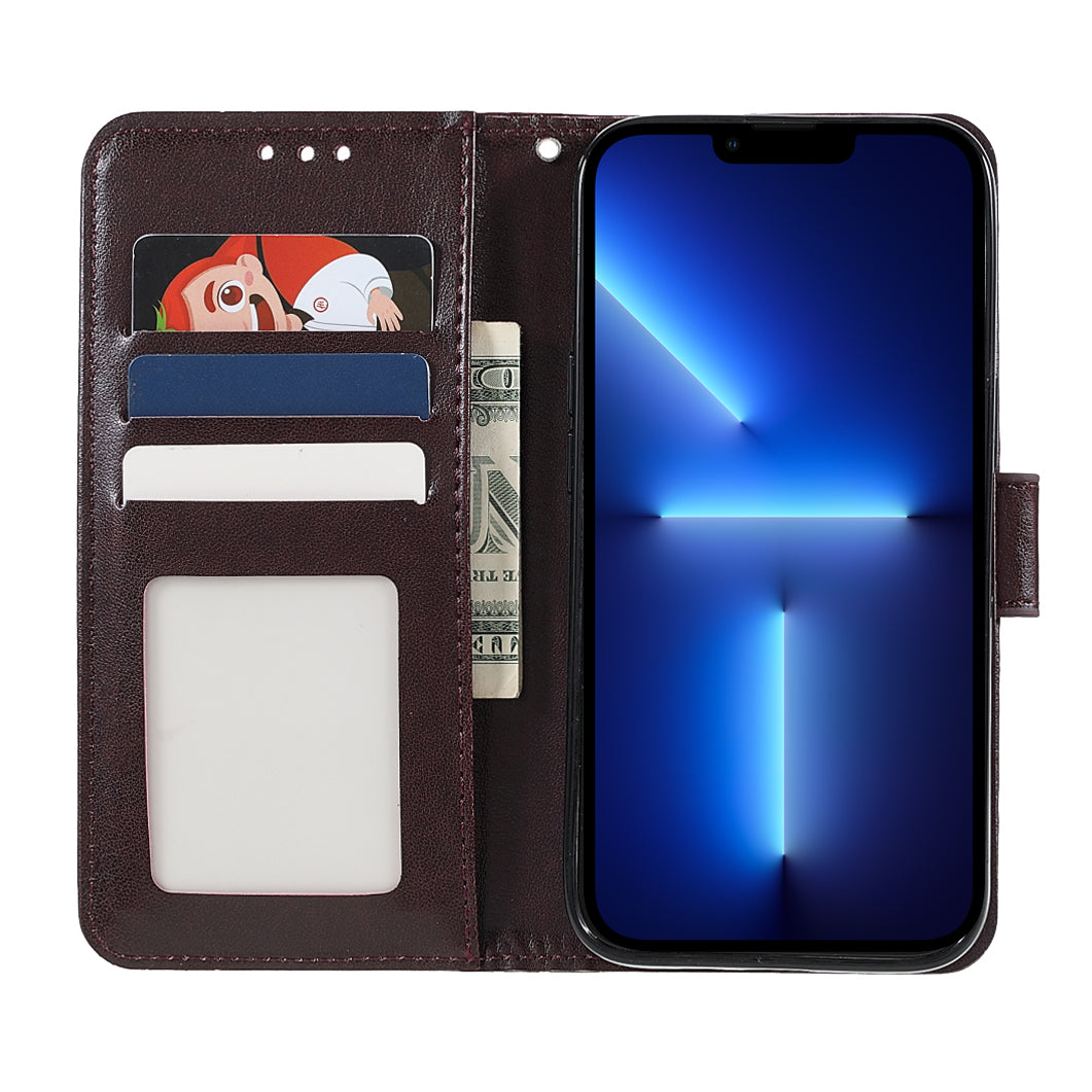 Mandala Totem Pattern Imprinted PU Leather Wallet Magnetic Flip Cover with Hand Strap for iPhone 13 Pro 6.1 inch