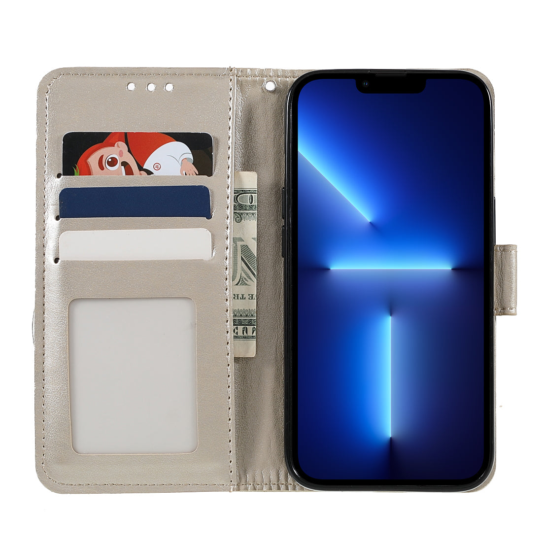 Mandala Totem Pattern Imprinted PU Leather Wallet Magnetic Flip Cover with Hand Strap for iPhone 13 Pro 6.1 inch