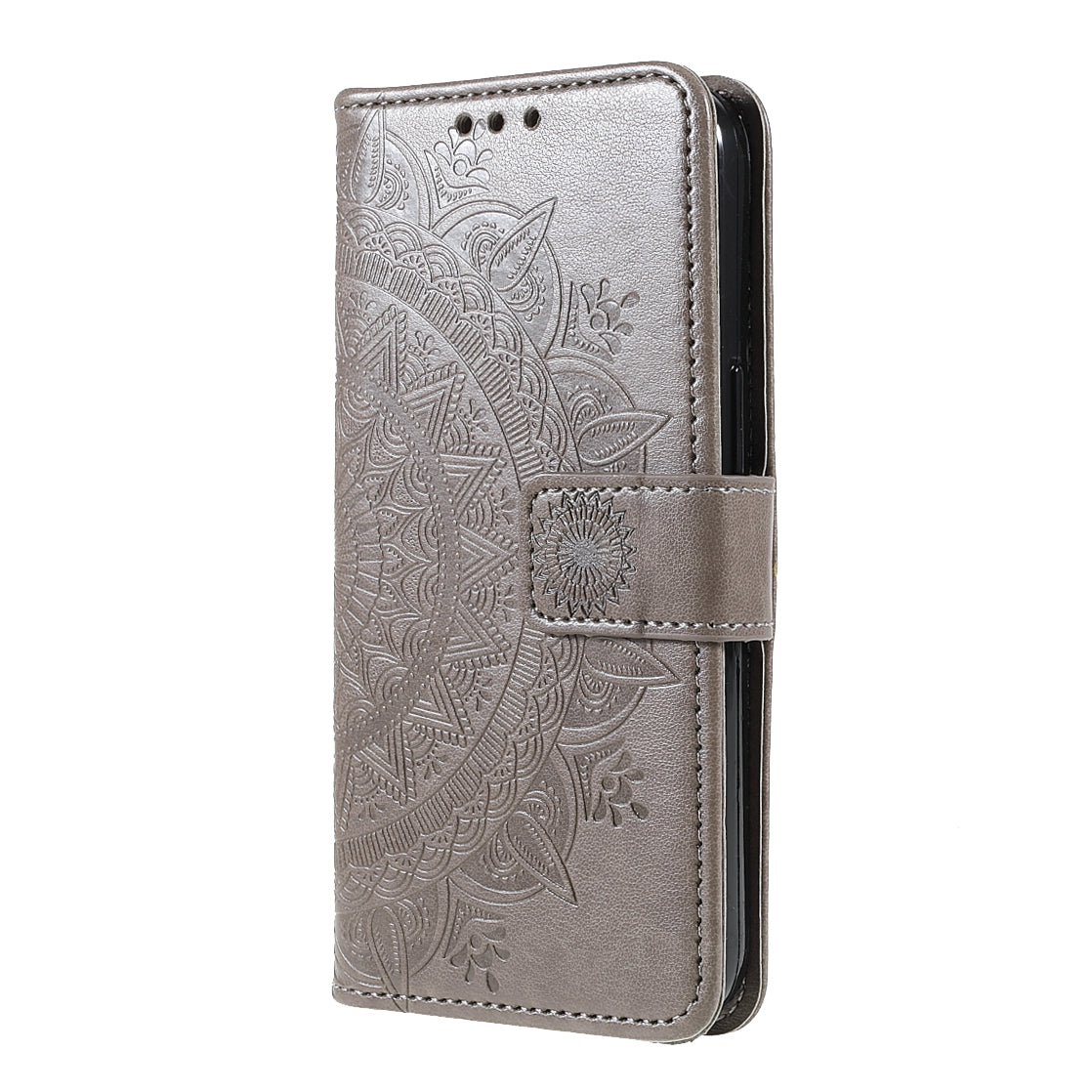Anti-Scratch Imprinted Mandala Totem Pattern Leather Wallet Flip Protective Case Cover with Strap for iPhone 13 Pro Max 6.7 inch