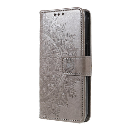 Anti-Scratch Imprinted Mandala Totem Pattern Leather Wallet Flip Protective Case Cover with Strap for iPhone 13 Pro Max 6.7 inch
