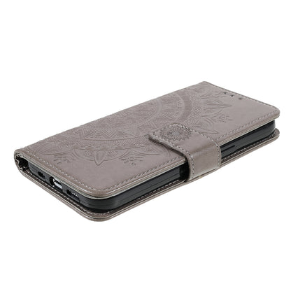 Anti-Scratch Imprinted Mandala Totem Pattern Leather Wallet Flip Protective Case Cover with Strap for iPhone 13 Pro Max 6.7 inch