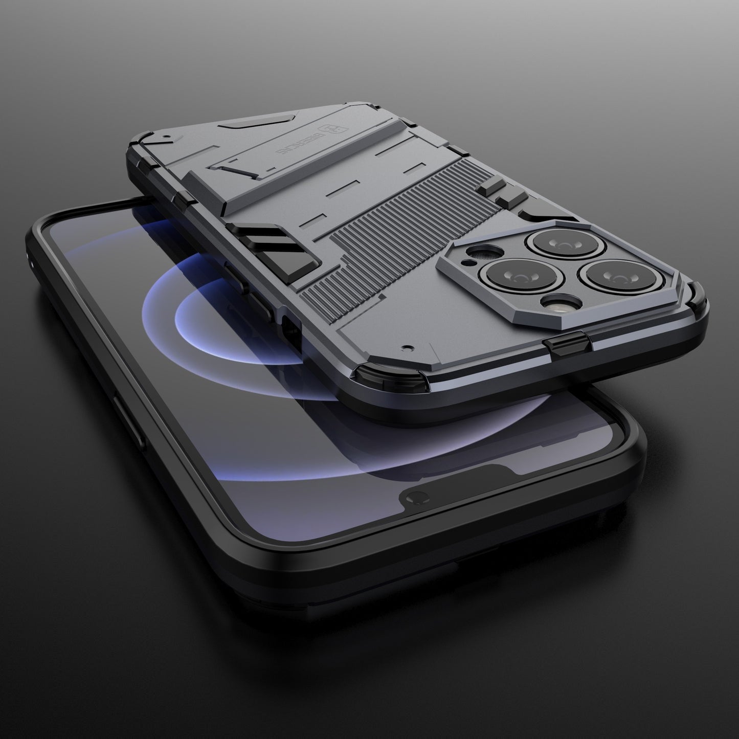 Drop Tested Kickstand Hybrid Hard PC Back Soft TPU Bumper Protective Case for iPhone 13 Pro 6.1 inch