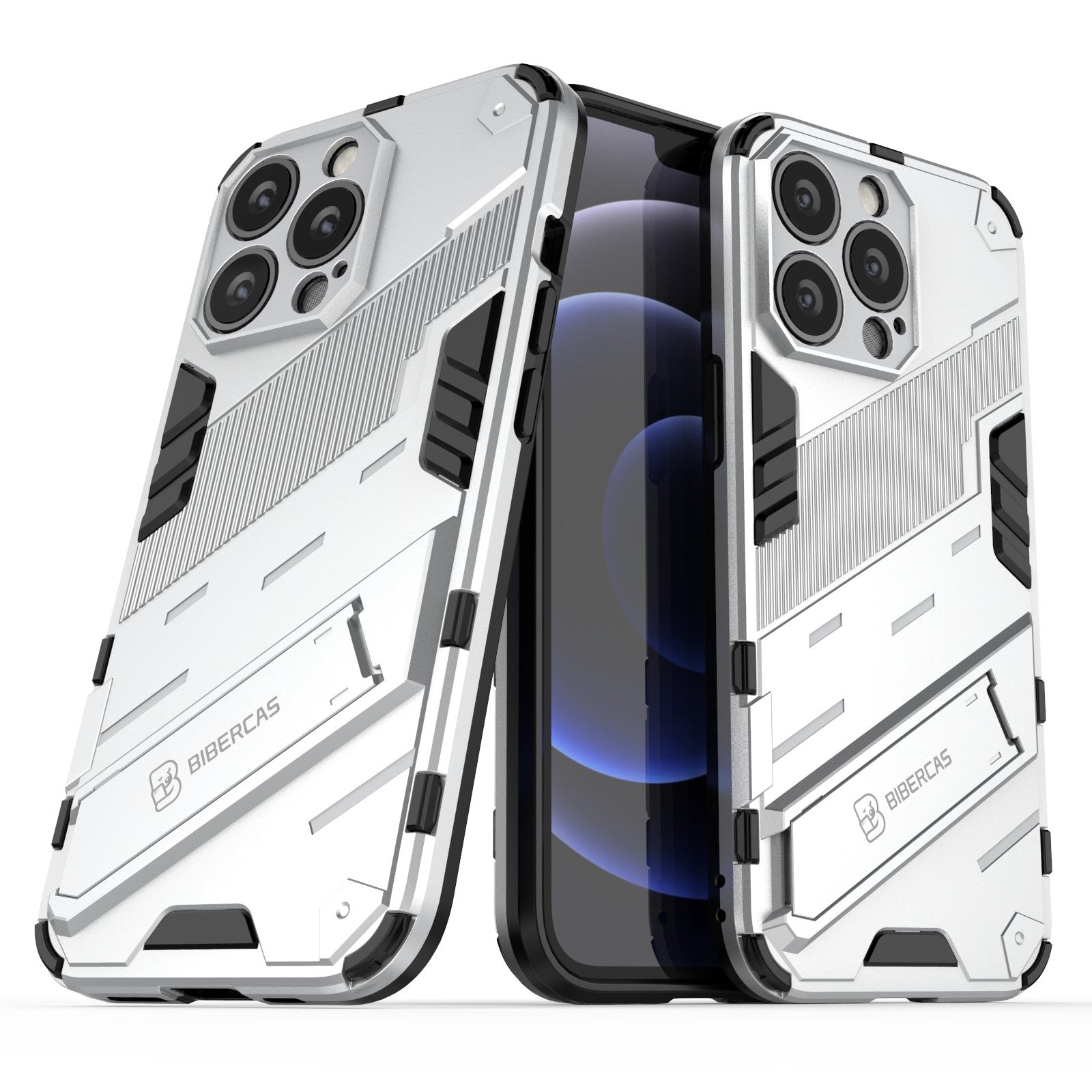 Drop Tested Kickstand Hybrid Hard PC Back Soft TPU Bumper Protective Case for iPhone 13 Pro 6.1 inch