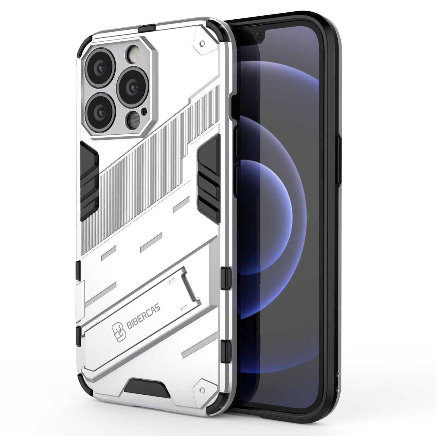 Drop Tested Kickstand Hybrid Hard PC Back Soft TPU Bumper Protective Case for iPhone 13 Pro 6.1 inch