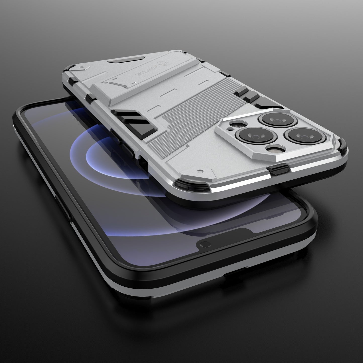 Drop Tested Kickstand Hybrid Hard PC Back Soft TPU Bumper Protective Case for iPhone 13 Pro 6.1 inch