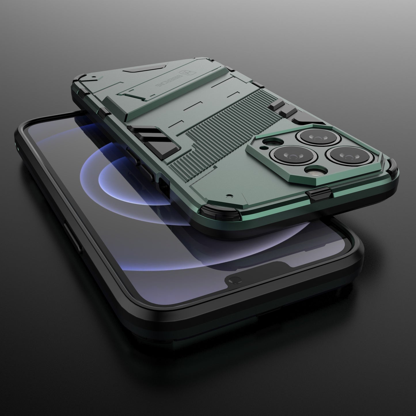 Drop Tested Kickstand Hybrid Hard PC Back Soft TPU Bumper Protective Case for iPhone 13 Pro 6.1 inch